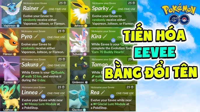 Tất Cả Các Dạng Tiến Hóa Của Eevee