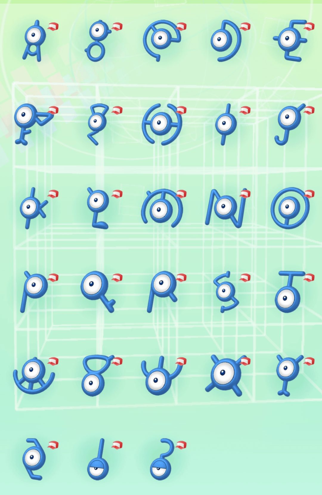 Unown Pokémon: Giải mã bí ẩn 28 hình dạng