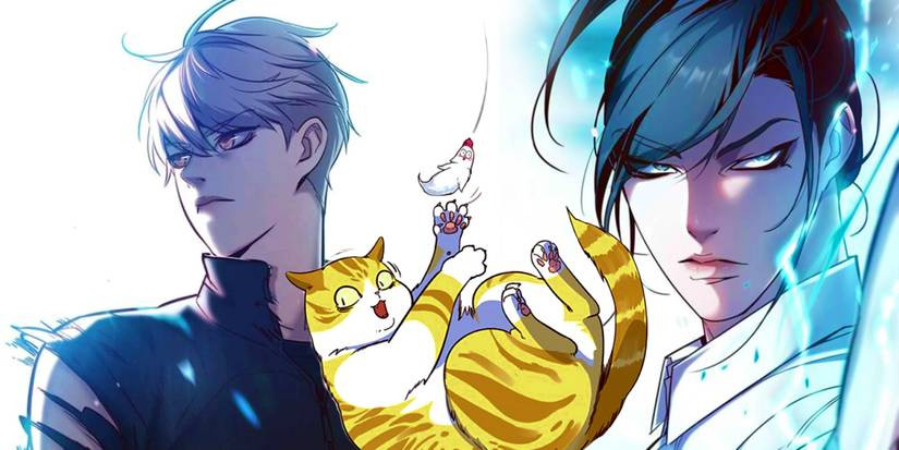 Jiwoo và Kayden trong hình dạng mèo, bộ đôi ăn ý của Eleceed, một trong những manhwa cho fan Solo Leveling tìm kiếm sự kết hợp giữa hành động và hài hước