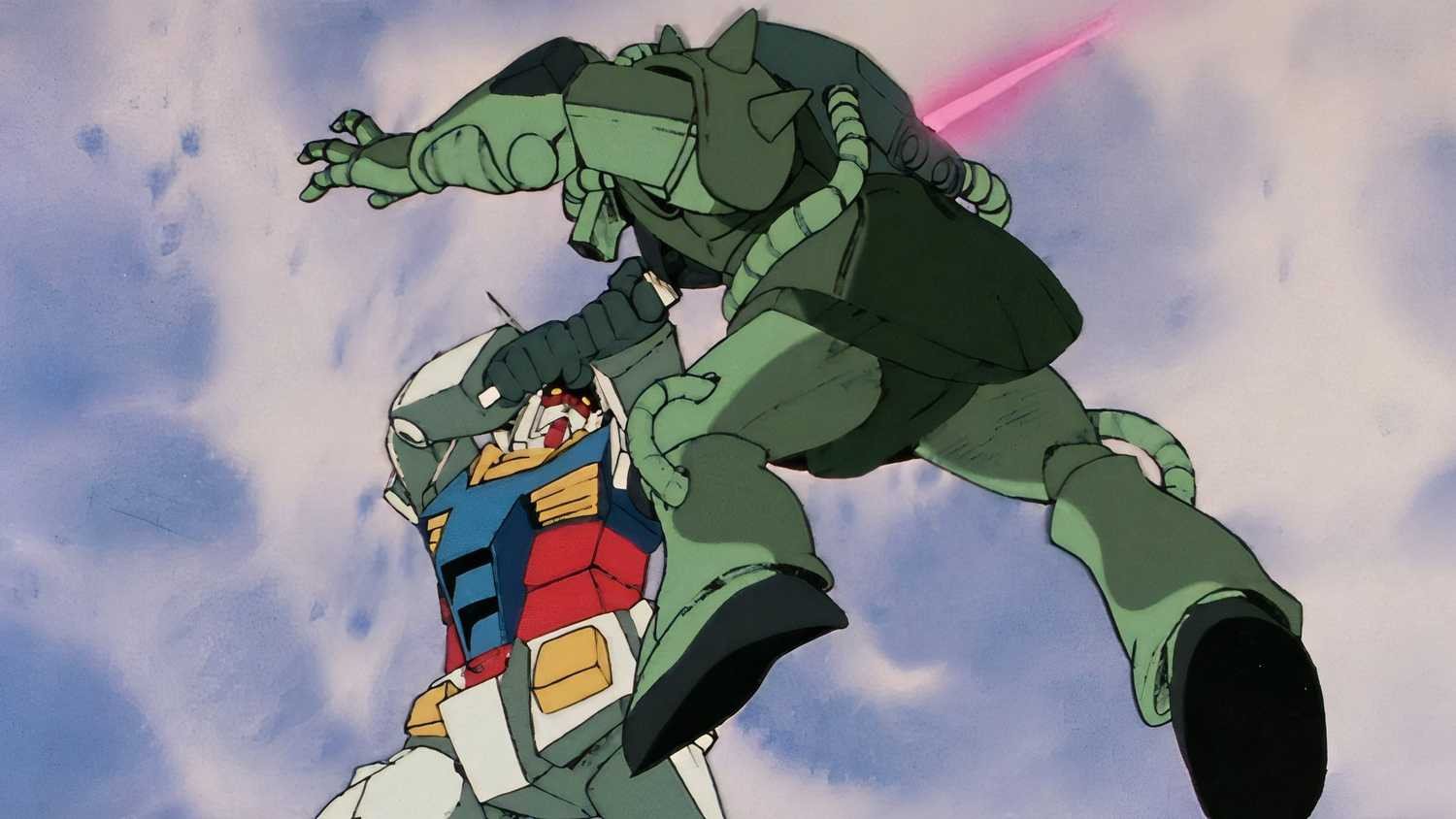 Gundam chiến đấu với Zaku trong Gundam 0079, biểu tượng của cuộc chiến tranh vũ trụ