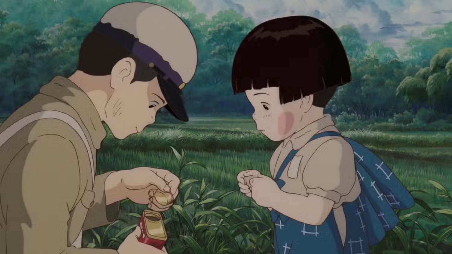 Hình ảnh mang tính biểu tượng của Mộ Đom Đóm, thể hiện thông điệp phản chiến sâu sắc và sự tàn khốc của chiến tranh.