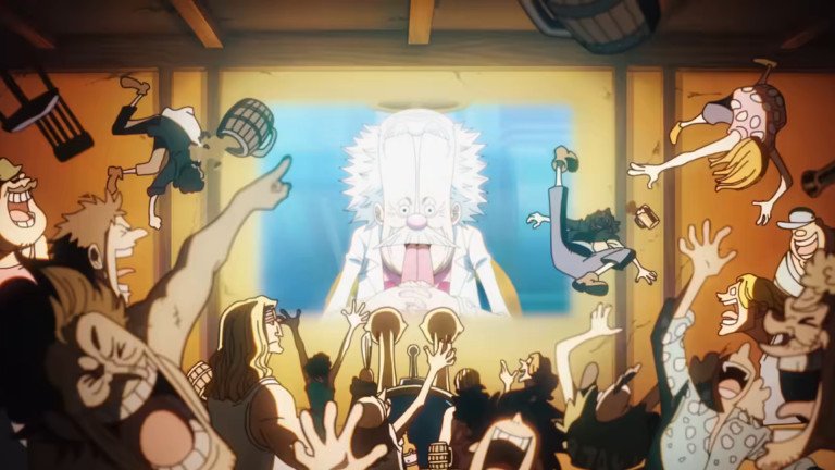 Cư dân Mock Town chế giễu thông điệp của Vegapunk, một chi tiết ẩn trong One Piece opening