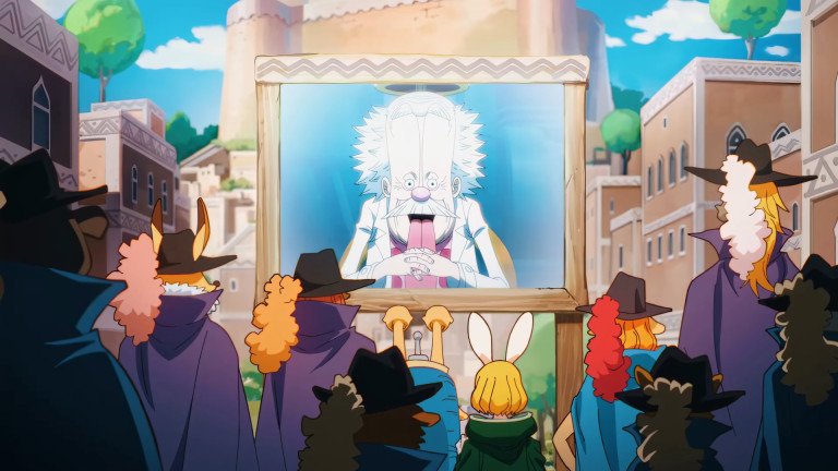 Các thành viên tộc Minks từ Zou, bao gồm Carrot, theo dõi diễn biến từ Vegapunk trong One Piece opening