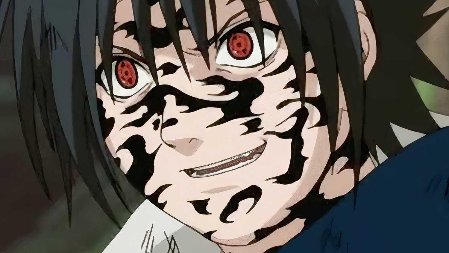 Sasuke Uchiha trong một cảnh chiến đấu, thể hiện sức mạnh Sharingan và Rinnegan