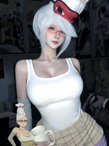 Phan Minh Thy trong bộ trang phục cosplay với đường cắt táo bạo, làm nổi bật đường nét cơ thể.