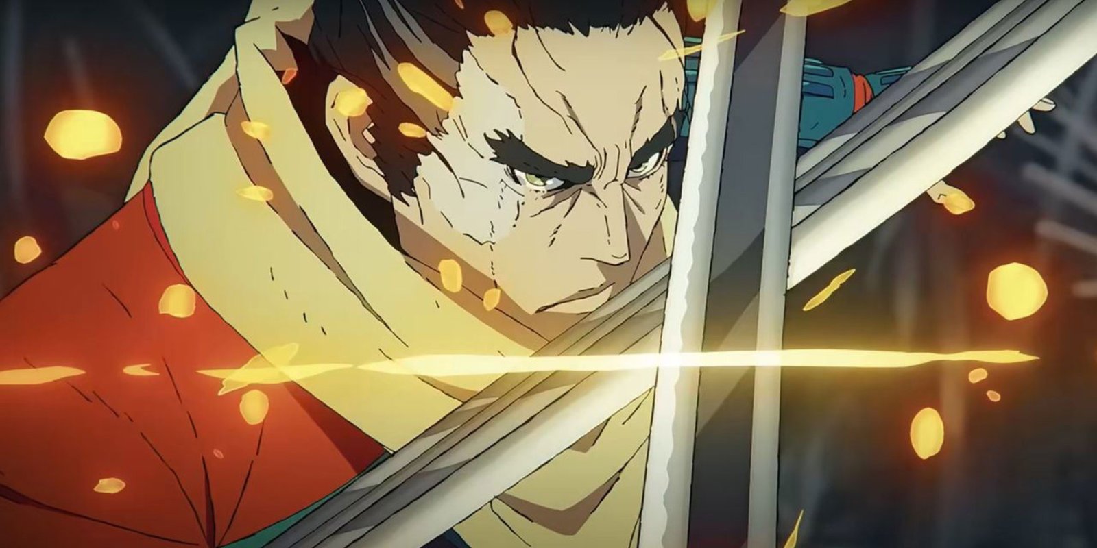 Nhân vật chính Sekiro trong một phân cảnh anime Sekiro: No Defeat, thể hiện phong cách đồ họa đặc trưng.