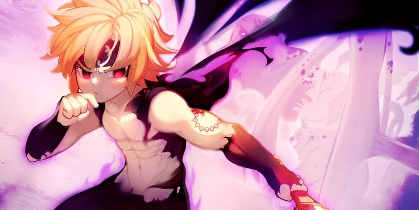 Meliodas trong Assault Mode, thể hiện sức mạnh quỷ dữ tối thượng và là màn biến hình đáng sợ