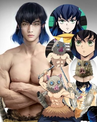 Inosuke Hashibara từ Demon Slayer: Kimetsu no Yaiba phiên bản người thật