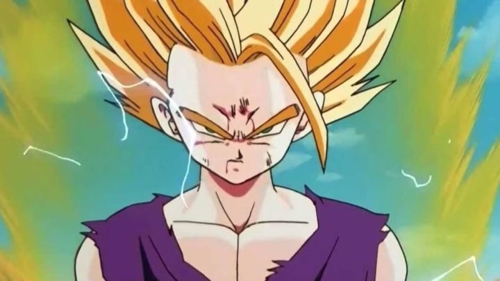 Gohan bùng nổ sức mạnh Super Saiyan 2 trong Saga Cell huyền thoại, một khoảnh khắc biến hình đáng nhớ.