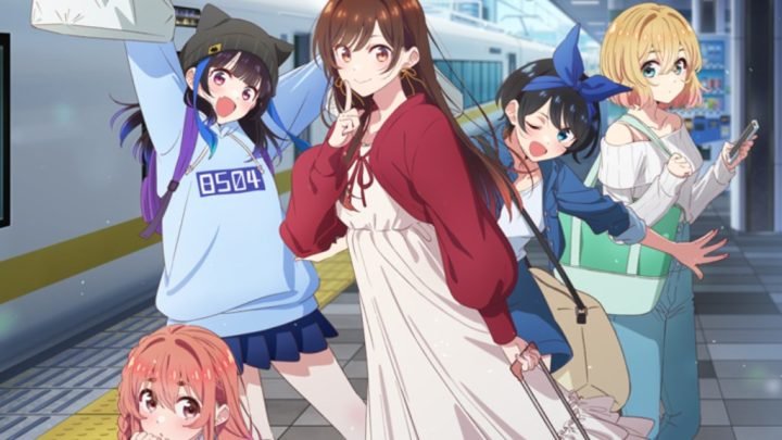 Anime Rent-a-Girlfriend với dàn nhân vật chính, minh họa sự thành công thương mại bất chấp tranh cãi