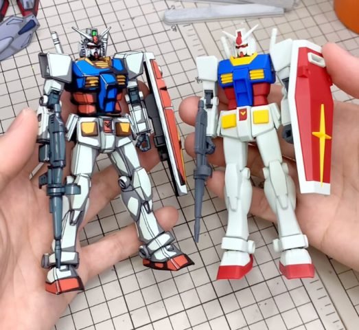 Mô hình Gundam được nghệ sĩ tô màu với kỹ thuật cel-shading tinh xảo, biến thành hình ảnh 2D sống động