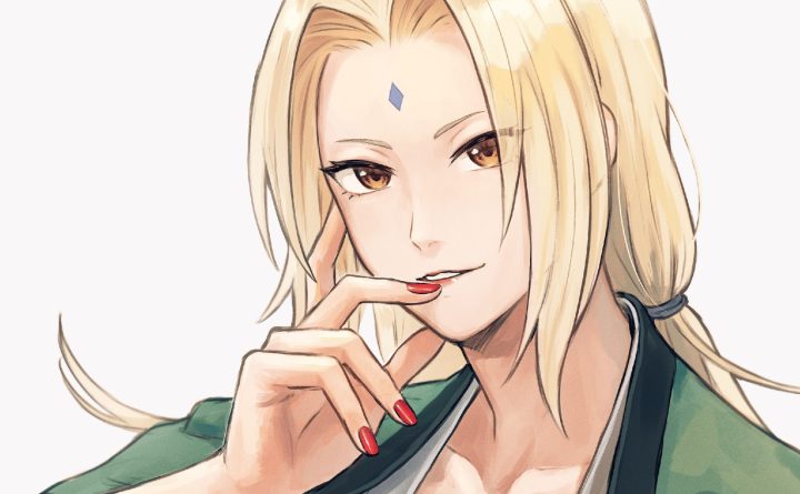 Hokage Đệ Ngũ Tsunade trong Naruto, đại diện cho nhân vật anime ngoại hình hấp dẫn với vẻ đẹp không tuổi và sức mạnh phi thường
