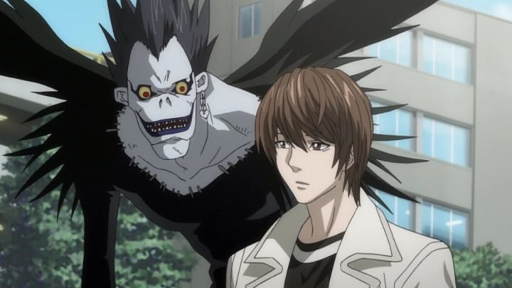 Light Yagami và cuốn sổ Death Note, biểu tượng của anime trinh thám và tội phạm.