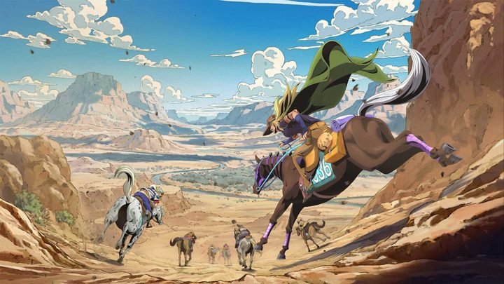 Johnny Joestar và Gyro Zeppeli trong JoJo's Bizarre Adventure phần 7: Steel Ball Run, anime được mong đợi 2026