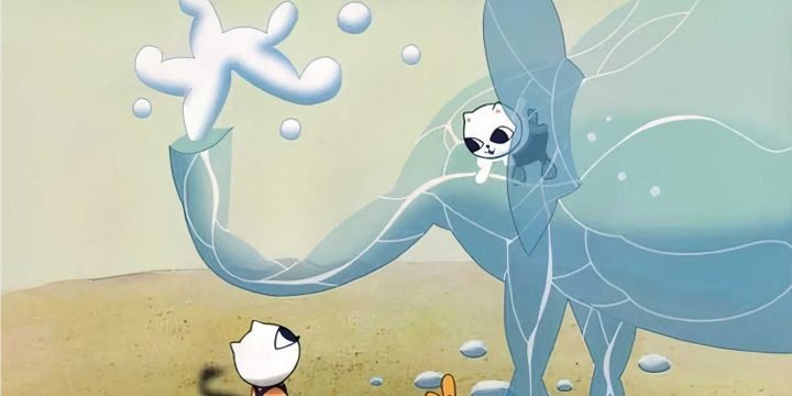 Hình ảnh siêu thực, ám ảnh trong anime Cat Soup, thể hiện sự mộng mị và cái chết.