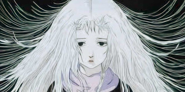 Hình ảnh cô gái bí ẩn và quả trứng trong anime Angel's Egg, một tác phẩm đầy ẩn dụ.