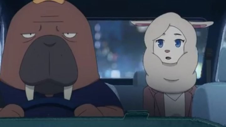 Tài xế taxi hải mã Odokawa, nhân vật chính của Odd Taxi, một anime trinh thám bí ẩn.