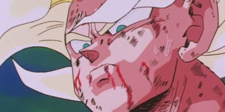 Goku Super Saiyan cau mày sau khi đánh bại Frieza trong Dragon Ball manga