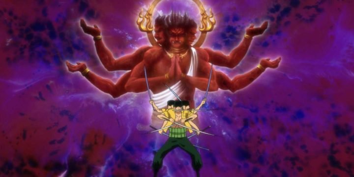 Roronoa Zoro tiết lộ phong cách Cửu Kiếm (Asura), với ba đầu sáu tay đầy uy lực.